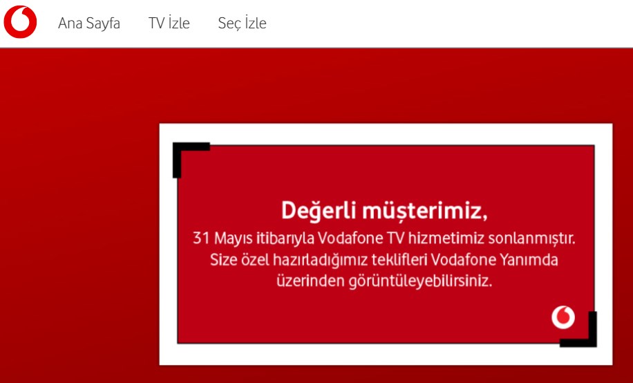 Vodafone TV kapandı!