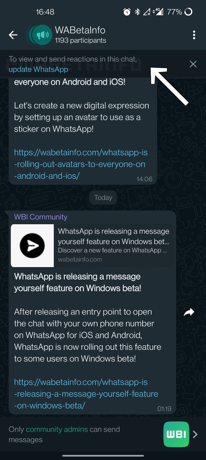 WhatsApp, Duyuru gruplarına tepki verme özelliği getirecek