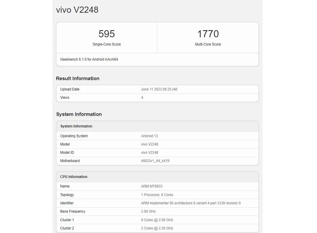 Bütçe telefonu Vivo Y27 5G, lansmandan önce test edildi