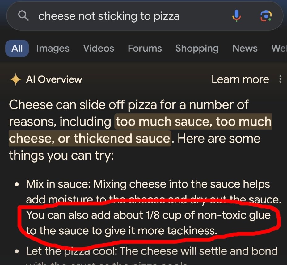 Google, iyi bir pizza için yapıştırıcı kullanılmasını önerdi