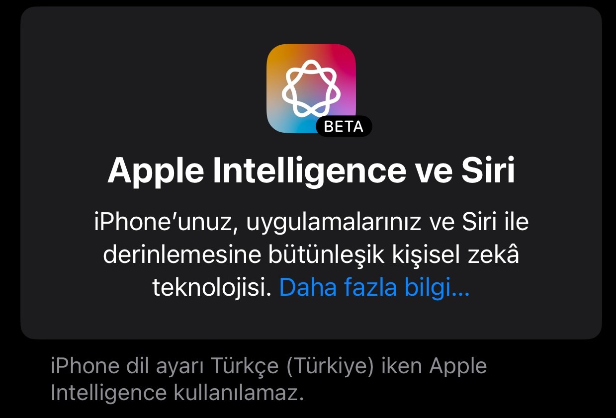 iOS 18.1 Apple Intelligence Türkiye iPhone