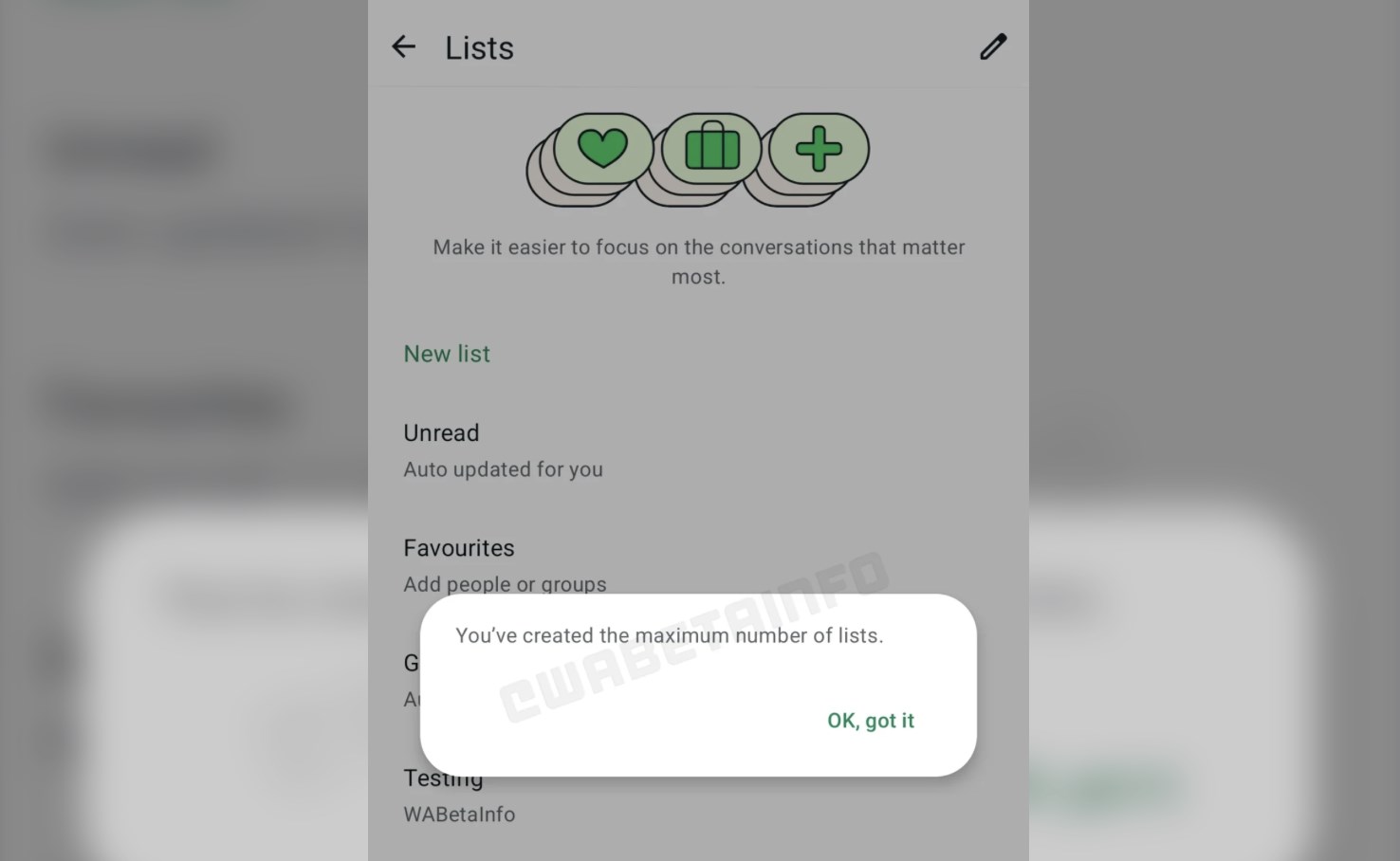 whatsapp sohbet listeleri sınır 20