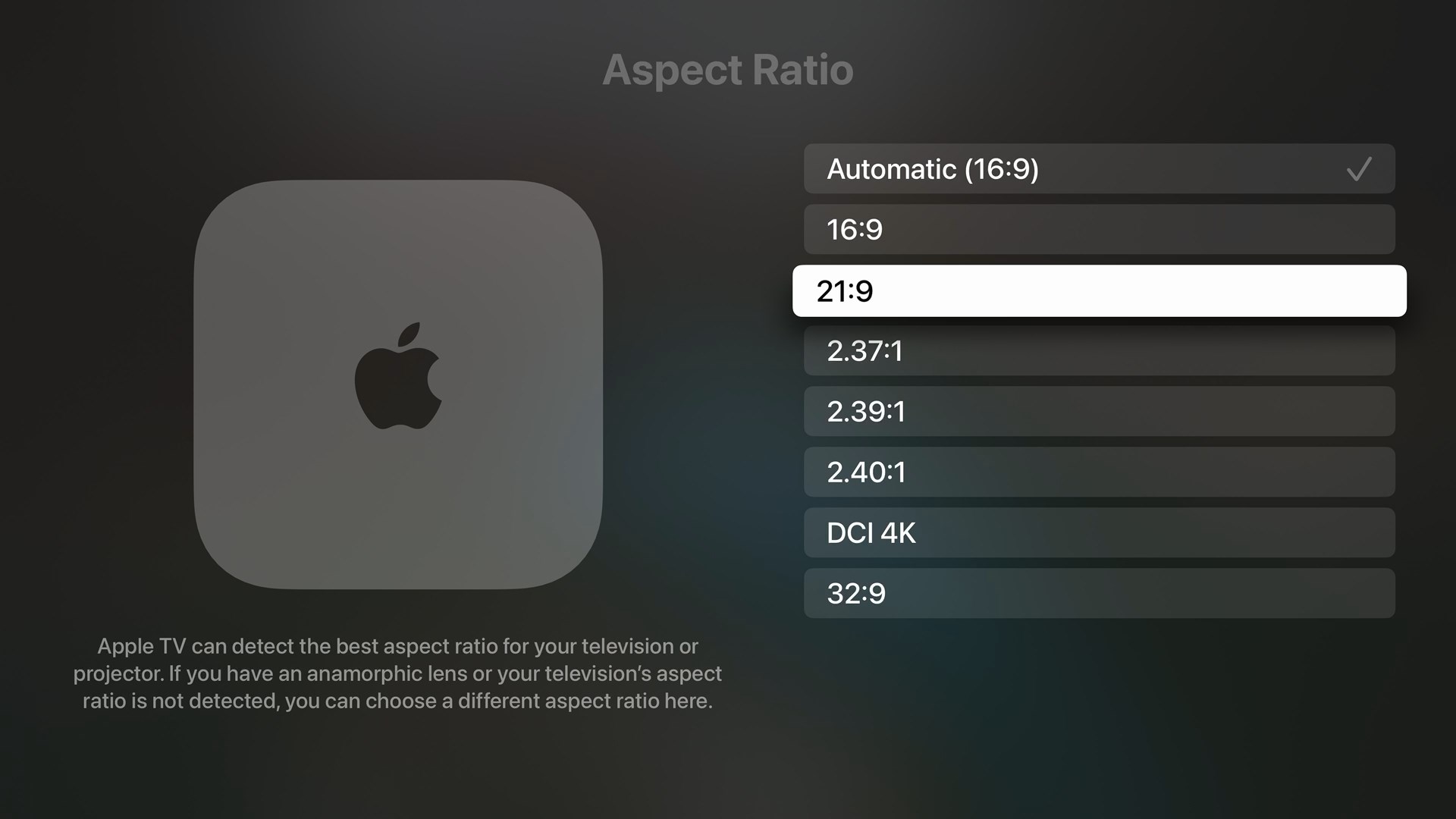 tvOS 18.2 apple tv yeni görüntü oranları