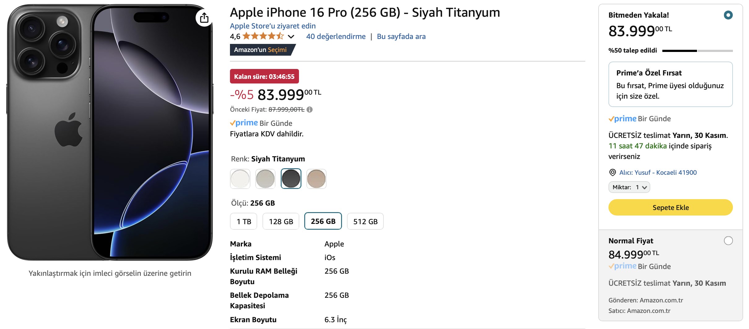 Amazon’da iPhone 16 Pro 256 GB indirimde! En düşük fiyat fırsatı