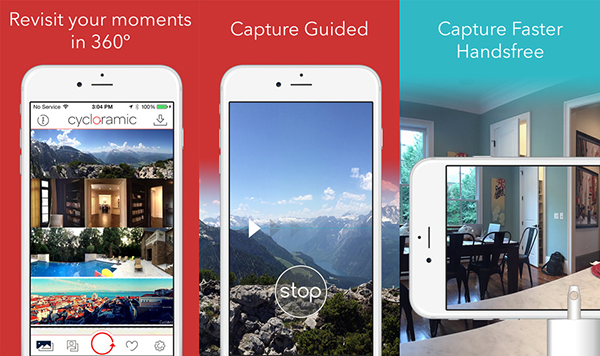 iOS uyumlu 360 derece fotoğraf ve video uygulaması Cycloramic, yeniden ücretsiz yapıldı