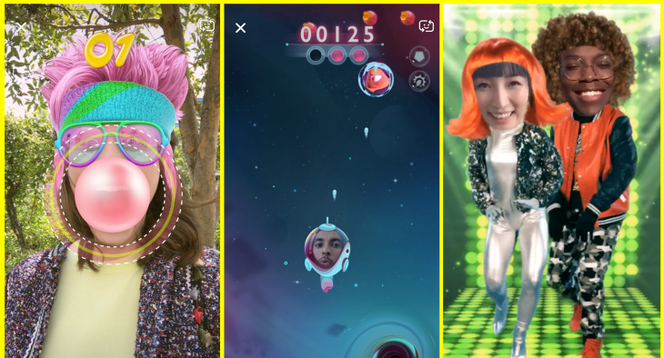 Snapchat, AR desteğiyle yüz filtrelerine oyun ekliyor